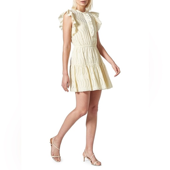 NWT Joie The Krystina Dress Lace Eyelet Mini Sundress Dress Floral Cream M - Picture 5 of 12